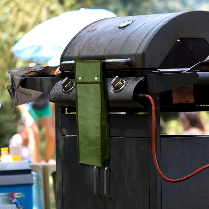 Amylove Grill Utensil Storage Bag BBQ Tool Storage Bags Barbecue Hardware Tool BBQ Utensil Holder Pouch Oxford Cloth Accessory Foldable for Camping Hiking(1 Pcs,Army Green)