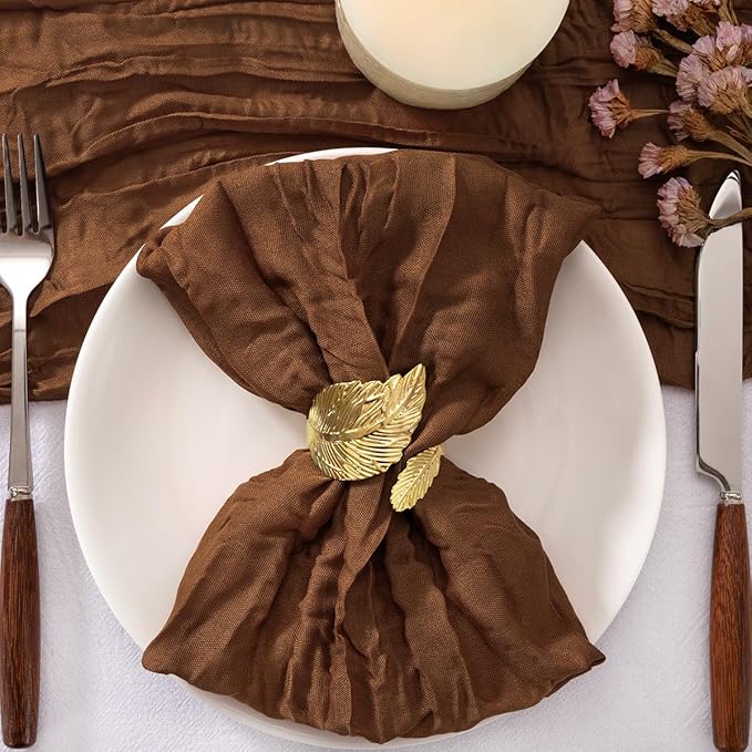 50 Pack Brown Cheesecloth Napkins Cloth Washable Spring Summer Cloth Napkins Set of 50 Bulk 21x21 Inches for Wedding Baby Bridal Shower Birthday Dinner Party Table Decor