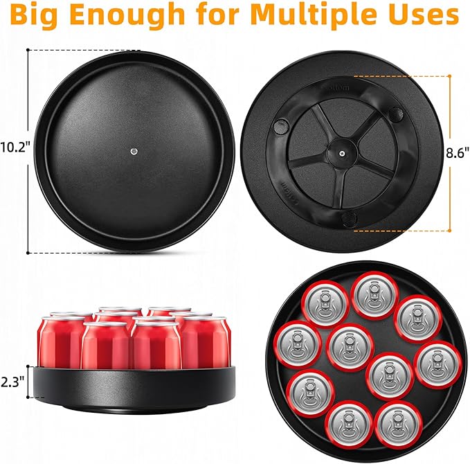 Metal Lazy Susan Organizer, 10 Inch Anti-Rust Turntable for Cabinet, Kitchen, Dining Table, Bathroom – Rotating Spice Rack, Spinner Storage, Round Carousel Organizer for Countertop Black