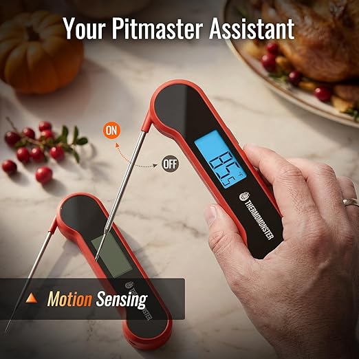 0.5 Sec Instant Read Meat Thermometer Digital with ±0.5℉ Precision, Food Thermometer for Cooking Kitchen Gadgets, Oven Grill Candy BBQ Essentials Accessories, Gifts for Him Dad Men Birthday, Red