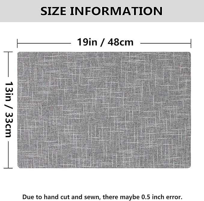Kevin Textile Table Mats Set of 4 Heat Resistant Washable Placemats for Parties Buffet Dinner, 13 x 19 inches, Light Grey
