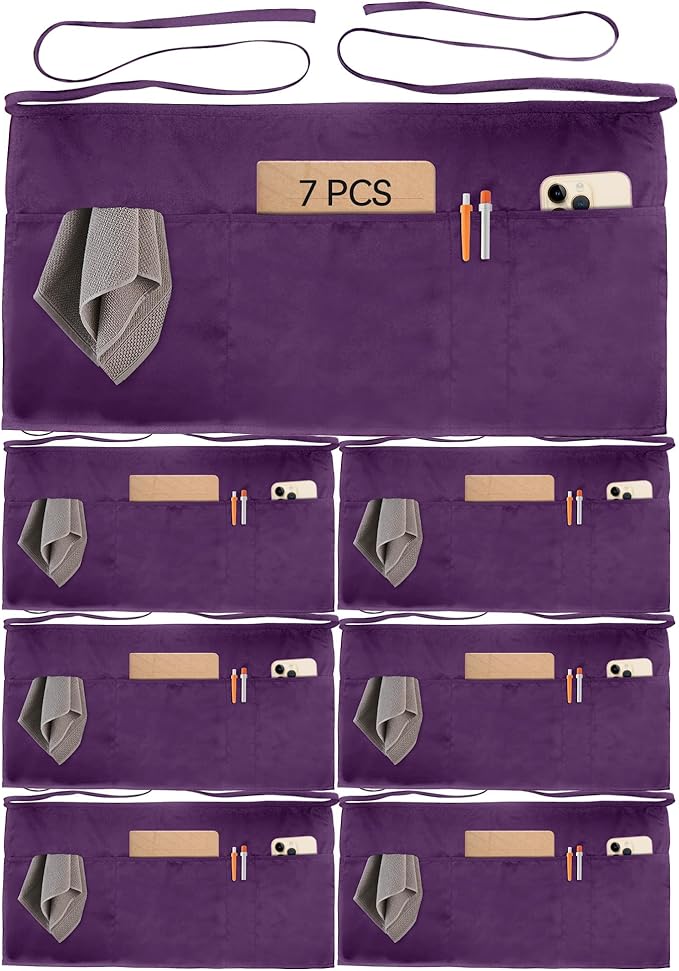 Xeoxarel Aprons with 4 Pockets (Available in 3 Pack / 7 Pack) 23.5'' X 11.5''