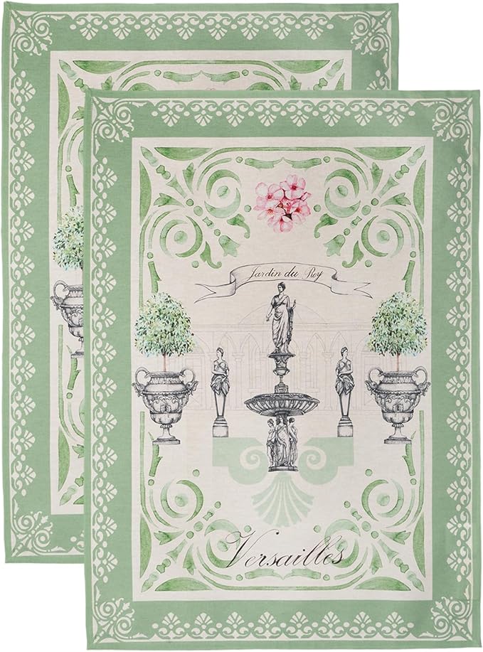 Maison d' Hermine Kitchen Towels Set of 2 100% Cotton 27.50" x 20" Reusable Cloth Tea Dish Towels Absorbent with Hanging Loop for Kitchen Gifts for Mothers Day Spring/Summer (Jardin Du Roy)