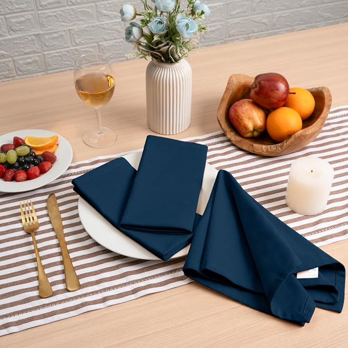 Blue Needles Solid Cloth Napkins Set of 12 Crystal Teal 100% Cotton Dinner Napkins 18x18 inches - Soft, Reusable, Absorbent & Washable Linen, Ideal for Spring Summer Easter Parties & Everyday Use