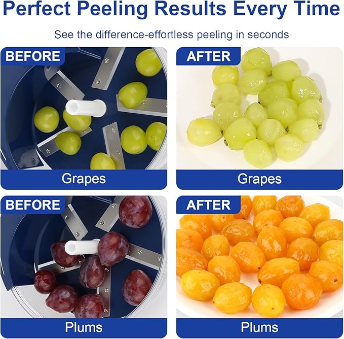 DZ Duozhan Electric Grape Peeler Fully Automatic Stainless Steel Peeling Machine - Easy Peeling of Garlic, Cherry Tomatoes in Home Kitchen