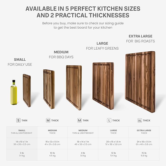 Teakhaus Cutting Board - Small (S) Wood Cutting Board with Juice Groove (14”L x 10”W) Holiday Gift Ideas for Men and Women - Gift-Ready, Thin, Lightweight, Reversible, Knife Friendly - FSC Certified