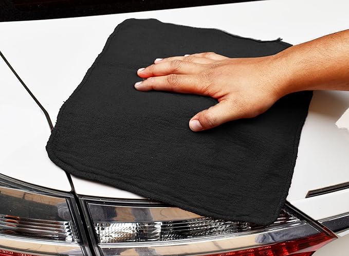 DAN RIVER Shop Towels, 50 Pack Commercial Use Black Terry Cloth Rags for Cleaning Cars & Household Surfaces – Well Absorbent, Reusable Cleaning Rags & Wash Clothes – Washable Towels