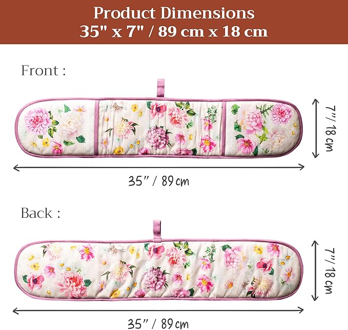 Maison d' Hermine Pivoine 100% Cotton Easter Double Oven Glove with Loop Heat Resistant for BBQ | Cooking | Baking | Grilling | Microwave | Barbecue | Spring/Summer (7.5 Inch by 35 Inch)