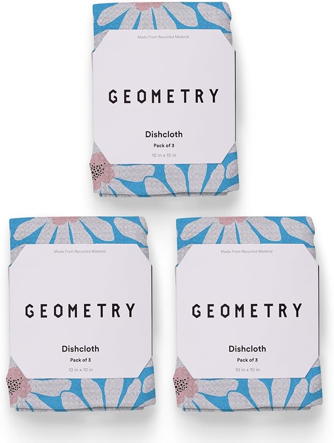GEOMETRY Kitchen Dish Cloths - Spring & Summer Collection - Premium Dishcloths with Geoweave - Absorbent & Fast Drying Kitchen Towels - Sweet Spring, 10" x 10" - 3-Pack
