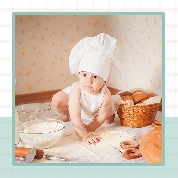 KHC-KHF Newborn Photography Prop Baby Chef Outfits Chef Hat Apron Set Infant Chef Costume Toddler Cosplay Costume Boy Girl