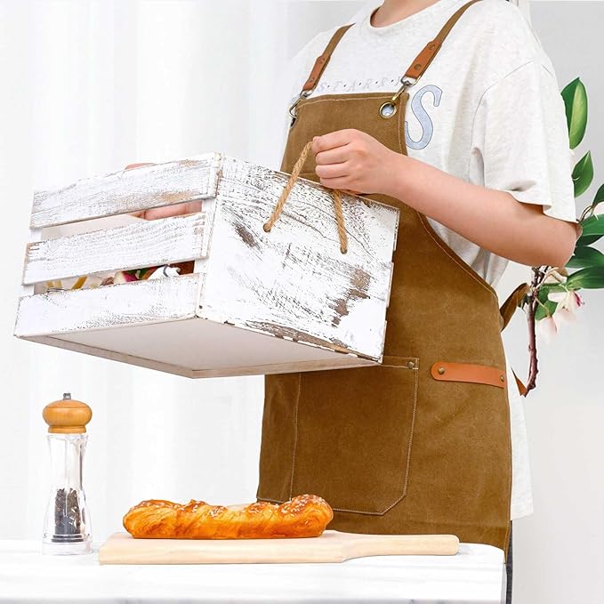 LZMS Chef Apron for Men & Women, Canvas Cross Back Work Apron with 3 Large Pockets, Water-Resistant, Adjustable Size M-XXL