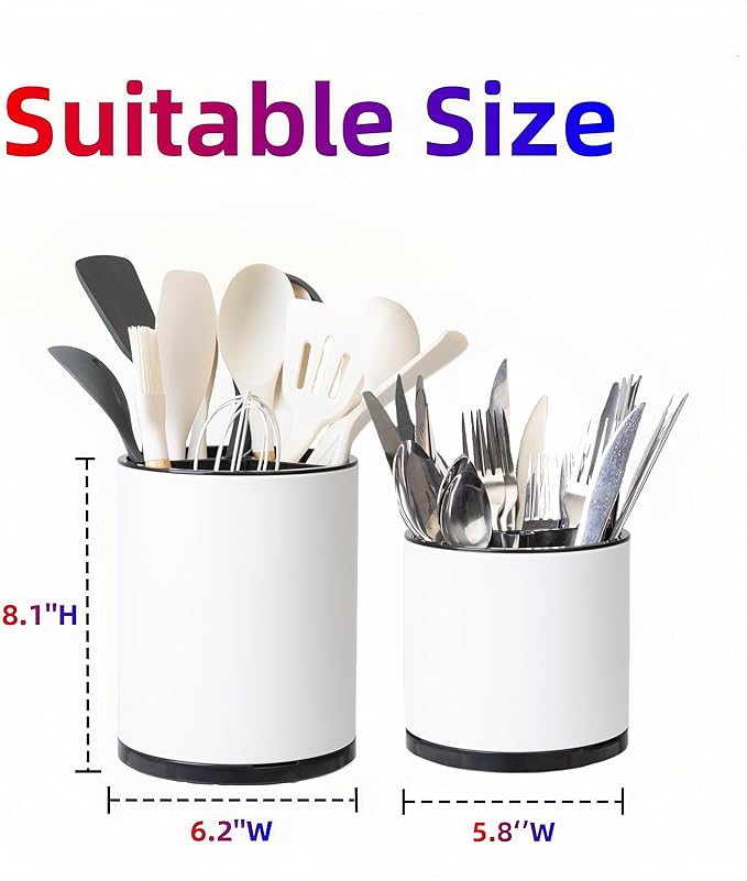LIBODOUR Utensil Holder,Extra Large Utensil Holder for Kitchen Counter, Silverware Organizer, Stainless Steel Storage Cooking Caddy Flatware Spoon Spatula Tool Cutlery Container(2 Set)