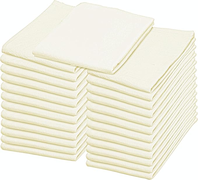 Flour Sack Tea Towel for Crafts | Kitchen Dish Cotton Blank Towel for Embroidery | Baking Bread Proofing Linen Cover | Thick Absorbent Quick Dry | 24 Pack 15"x25" Natural