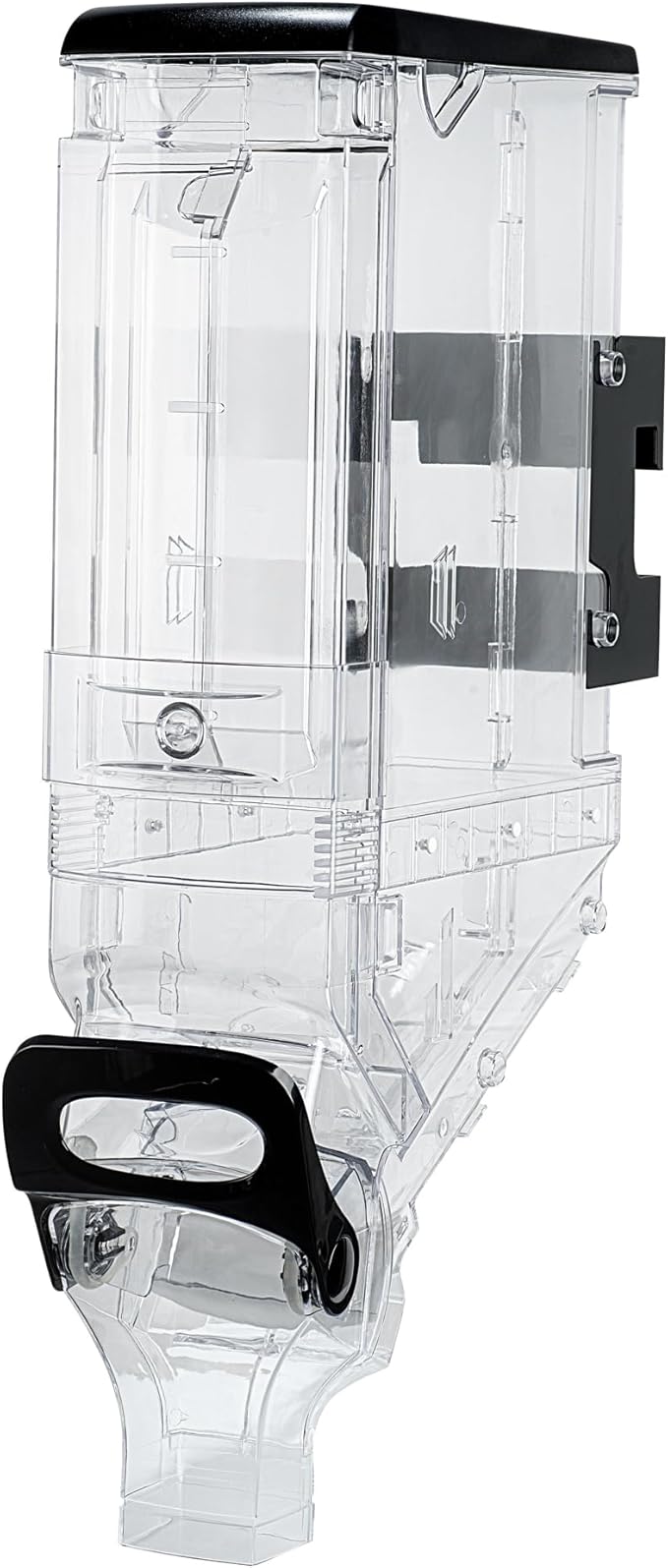 Restaurantware Cereal Dispenser 5 gal Plastic Wall-Mounted Gravity Bin Candy Dispenser Self-Serve Black Dry Food with Wall Mount Brackets for Breakfast Buffet or Hotel Use