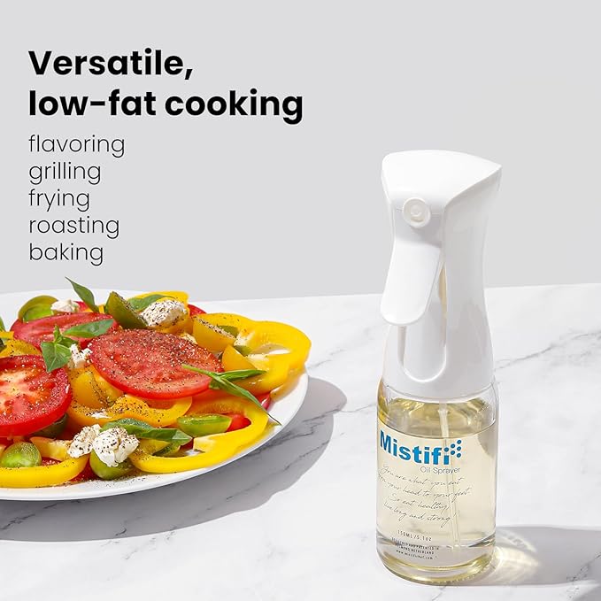 Mistifi Oil Sprayer 150ml glass bottle. Upgraded Version.Fine Mist Spray Bottle for Air Fryer, Olive Oil, Avocado Oil, Healthy Nonstick Frying, Commercial & Home Kitchen Use (Classic PS630)