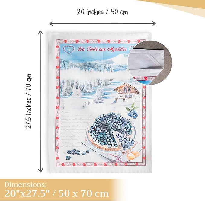 Maison d' Hermine Kitchen Towels Set of 3 100% Cotton 27.50" x 20" Reusable Cloth Tea Dish Towels Absorbent with Hanging Loop for Kitchen Gifts for Mothers Day Spring/Summer (Mulhouse)