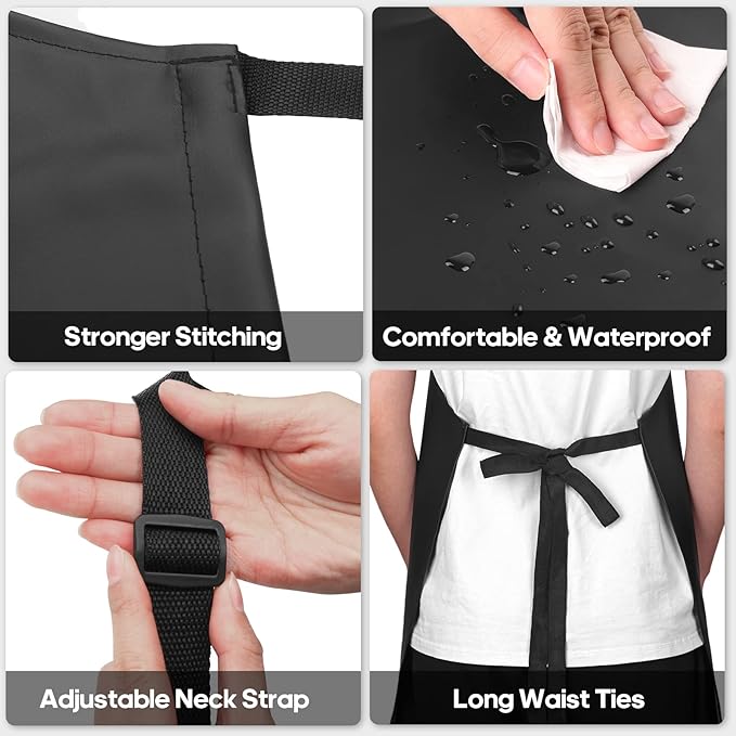 Gotega Waterproof Rubber Vinyl Apron Adjustable Dishwasher Apron - Apron for Women Men Heavy Duty Work Apron