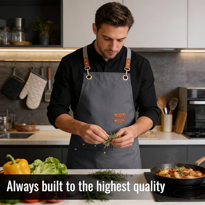 Aoomzoon Durable Kitchen Apron,Multifunctional Chef Aprons for Women & Men with Pockets for Cooking Baking & Daily Use