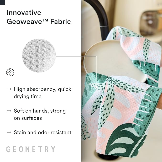 GEOMETRY Kitchen Tea Towels - Quick Dry Microfiber Dish Towels for Kitchen Diedre, 18" x 30" 1 Pack