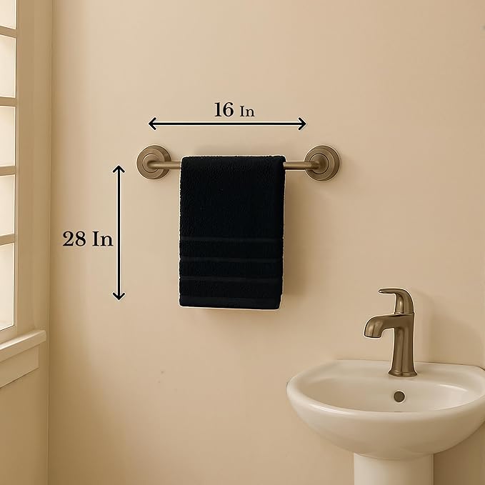 Black Hand Towels for Bathroom - 6 Pack (16"x28"), 100% Ringspun Cotton Hand & Face Towel - Soft, Prevent Fraying, Fade and Shrink Resistant - Daily Use Gym Towels for Men & Family Bathroom Hand Towel
