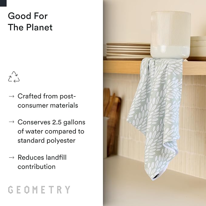 GEOMETRY Kitchen Tea Towels - Quick Dry Microfiber Dish Towels for Kitchen Checkmate CA, 18" x 30" 2-Pack
