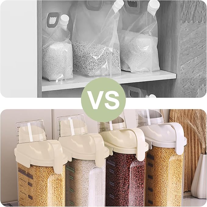 LANGMINGDE 1 Piece Cereal Containers Storage, 2.5L/85oz Rice Airtight Storage Container, BPA Free Clear Plastic Cereal Dry Food Flour Bin, Dog Cat Food Dispenser with Measuring Cup, for Kitchen Pantry