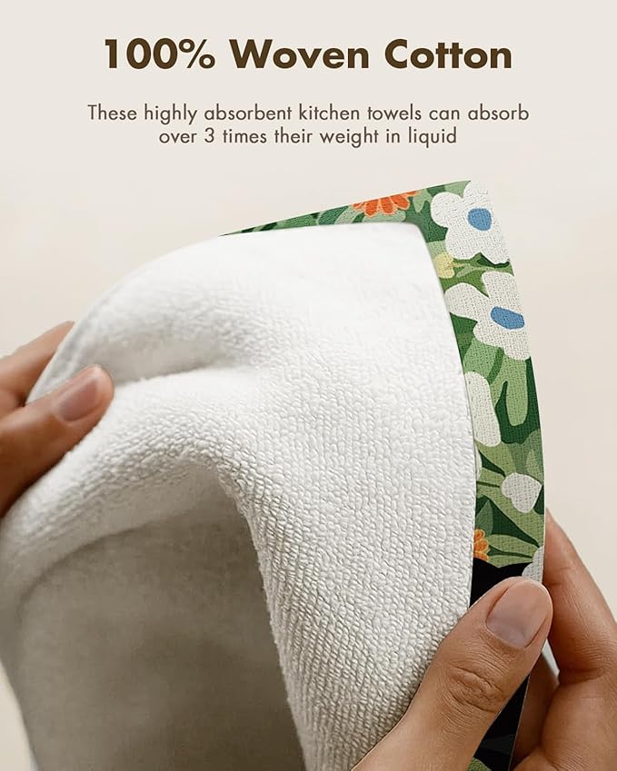 Miss Adola Cotton Kitchen Towels Set of 2 - Cute Design 16×26 Inch Dish Towels for Kitchen with Hanging Loop Black Cats Quick Dry Hand Towels Soft & Absorbent, Home Decorative, Terry Cloth Tea Towels