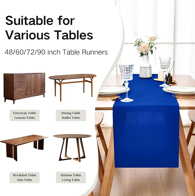 Farmhouse Blue Table Runner Dining Table Runners 72 Inches Long Coffee Table Runner for Dresser Living Room Bedroom Holiday Party Banquet 12X72 Inch