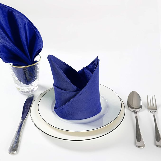 Cloth Napkins 20x20 inch Washable Polyester Dinner Napkins Soft Table Napkins for Wedding Party Dining Banquet(Royal Blue,50PCS)