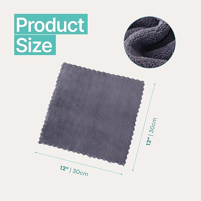 20 Pack Kitchen Towels and Dishcloths Sets, 12 X 12 Inches, Absorbent Dish Towels for Kitchen, Microfiber Cleaning Cloth, Dish Cloths for Washing Dishes (Dark Gray)