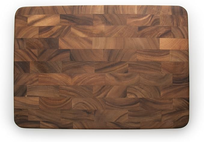Ironwood Gourmet Large End Grain Prep Station and Large End Grain Prep Board With Juice Channel Set, Acacia Wood