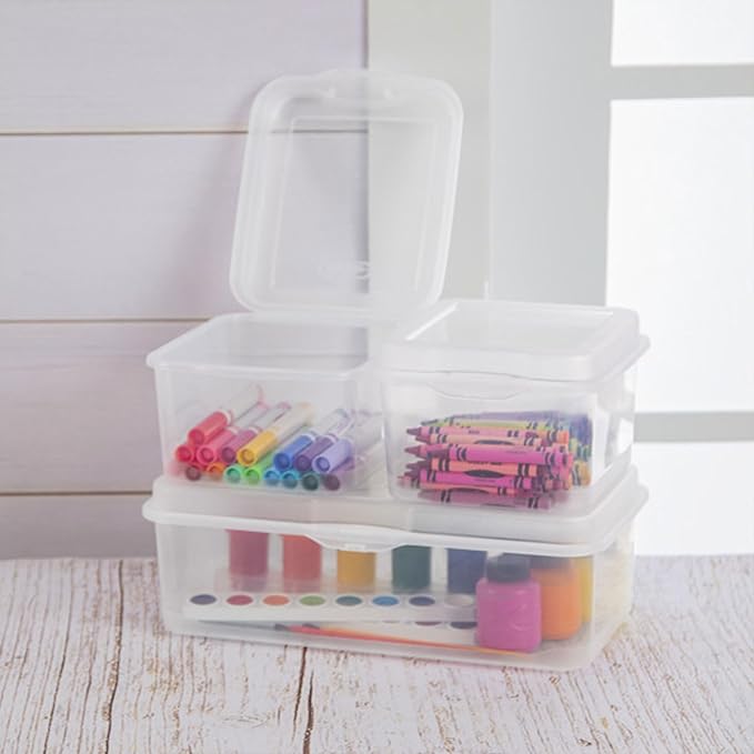 Sterilite 18-Pack FlipTop Stackable Rectangular Storage Bin with Hinging Lid, Clear