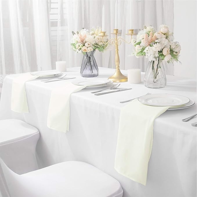 Bailarina Cloth Napkins Set of 40,17x17 inches Dinner Napkins Cloth Washable,Polyester Square Table Cloth Napkin Bulk with Hemmed Edges Ideal for Banquets, Parties and Weddings-Ivory