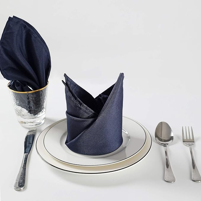 Cloth Napkins 20x20 inch Washable Polyester Dinner Napkins Soft Table Napkins for Wedding Party Dining Banquet(Navy,25PCS)