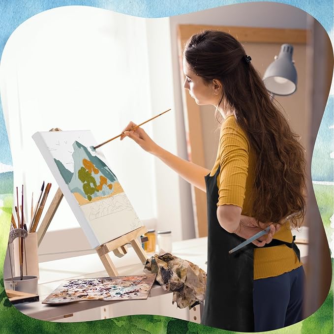 Motipuns 12 Set Pre Drawn Canvas for Painting for Adults Sip and Paint Kit with Easels 8 x 10 Inches Paint Party Kit with Printed Canvas Paints Brushes Palette Bag Apron(Landscape)