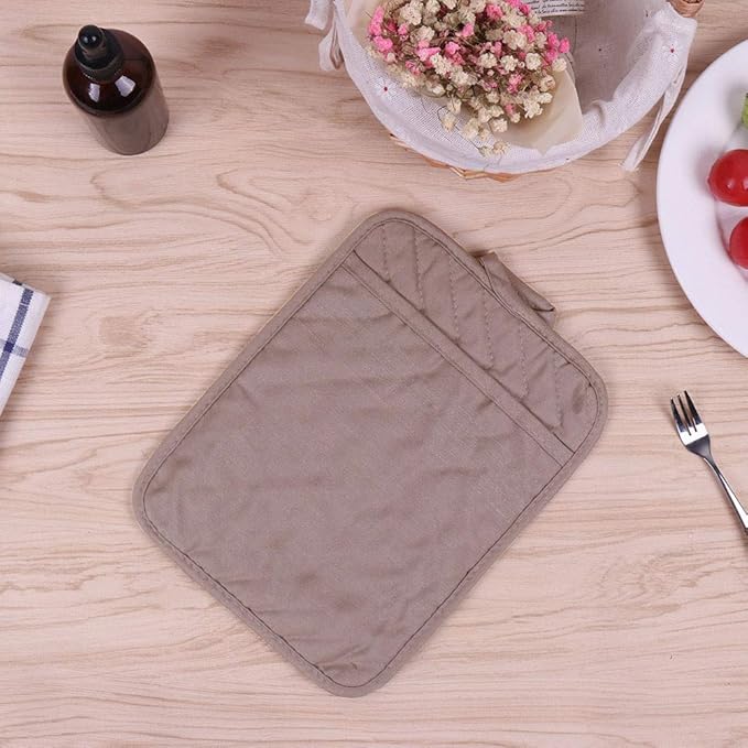 Anyi Pot Holders for Kitchen Heat Resistant, Cotton Hot Pads for Counter Table, Grey Kitchen Pot Holders with Pocket Pack of 3