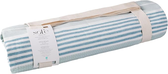 SOFE H&L | LINVIA Foutah Quick Dry Beach Towel Pack of 1 (35” x 70”) Basic - Mint | Lightweight, Premium, Fade Resistant, Durable | Travel Towel, Turkish Beach Towel with Shoulder Strap