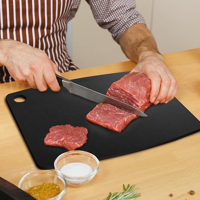 Dishwasher Safe Cutting Boards for Kitchen - Extra Large Composite Wood Cutting Boards - Thin, BPA Free & Eco-Friendly Chopping Board (18 x 12 Inch, Slate Black)