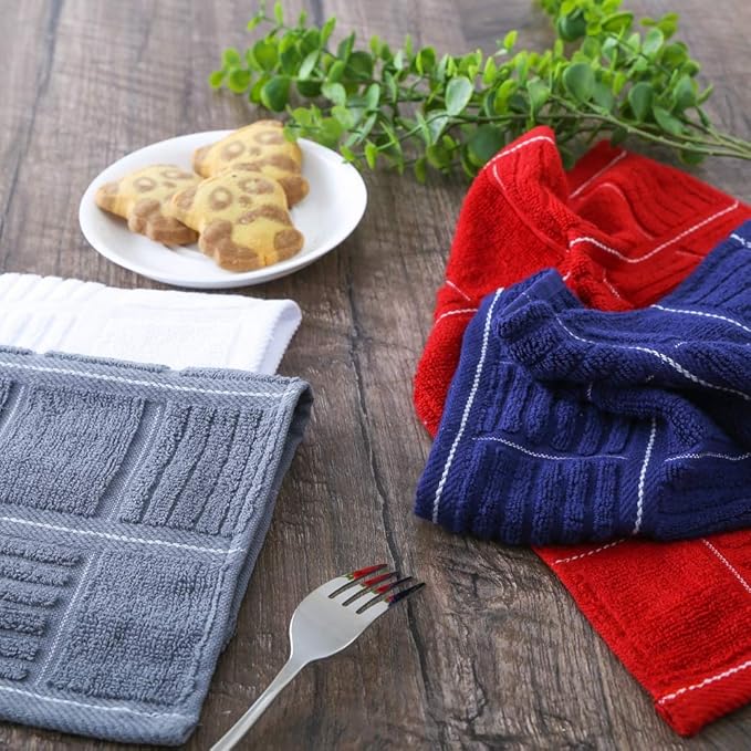 Glynniss Dish Cloths for Kitchen Washing Dishes, Super Absorbent Dish Rags, Cotton Terry Cleaning Cloths Pack of 8 (Pink, 12x12 inches)
