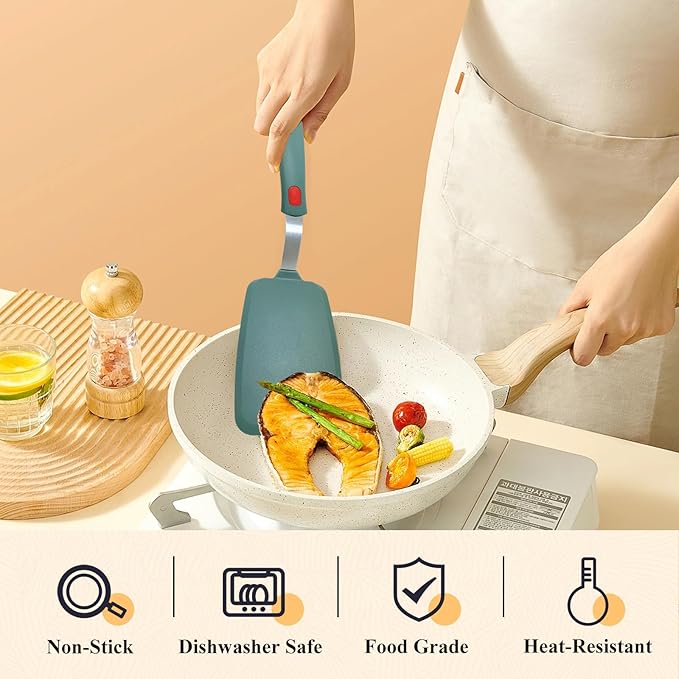 Silicone Spatula Turner, Small Pancake Spatulas for Nonstick Cookware Pan, Heat Resistant 600°F, Thin Flexible Cooking Spatula for Kitchen Use, Flipper for Omelette Egg Fish, Dishwasher Safe