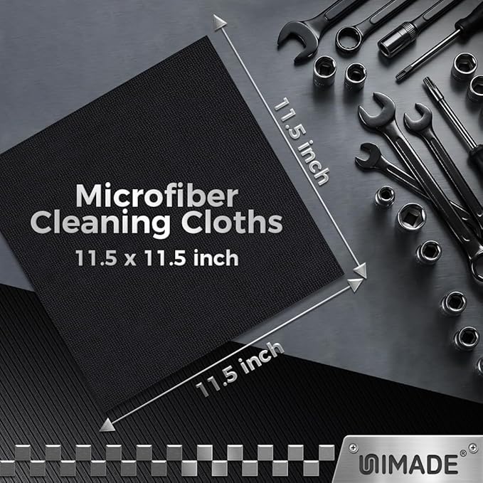 UNIMADE Microfiber Cleaning Cloth, 100 Pack Microfiber Towels for Cars Commercial Grade Work Rags Bulk Detailing Cloth for Automotive Bar Mechanic Restaurant Garage Housekeeping, 11.5"x 11.5", Grey