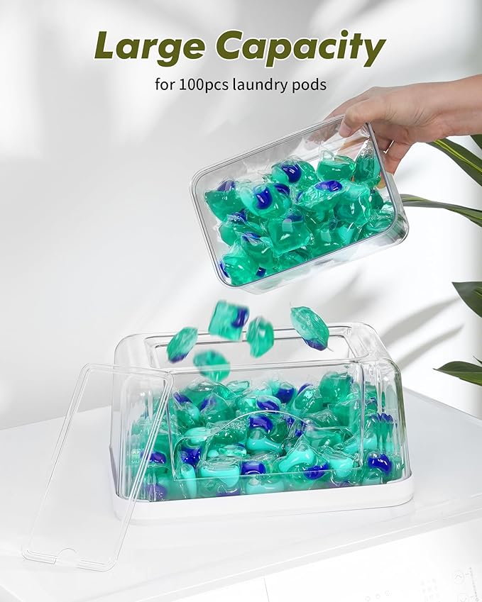 iCASA Trash Bag Dispenser Dishwasher Pod Organizer, 3 in 1 Grocery Garbage Bags Holder Storage Box Clear Laundry Room Pods Dishwasher Tab Cleaner Tablets Container Pantry Kitchen Under Sink Organizers