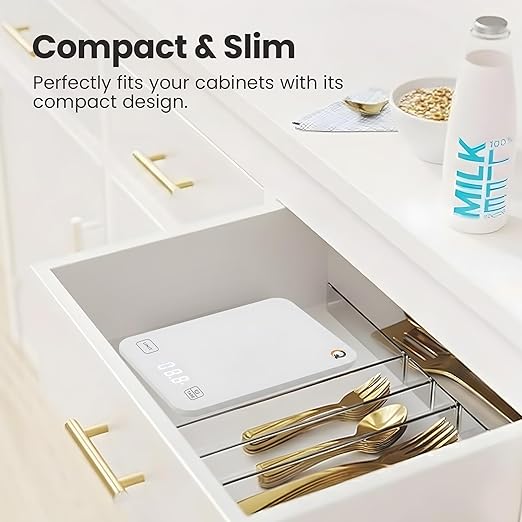 Smart Food Scale with Nutritional Calculator - Waterproof LED Display Digital Kitchen Scale for Weight Loss - Food Scale with App for Keto Macro Diet, Calorie Counting - 22lb/10kg (White Glass)