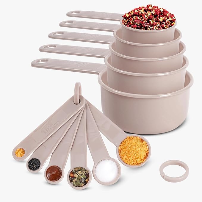11PCS Measuring Spoons and Measuring Cups Set, Stackable Cups and Spoons, Nesting Cups Spoon for Cooking Baking Supplies, Kitchen Gadgets Essentials Tools