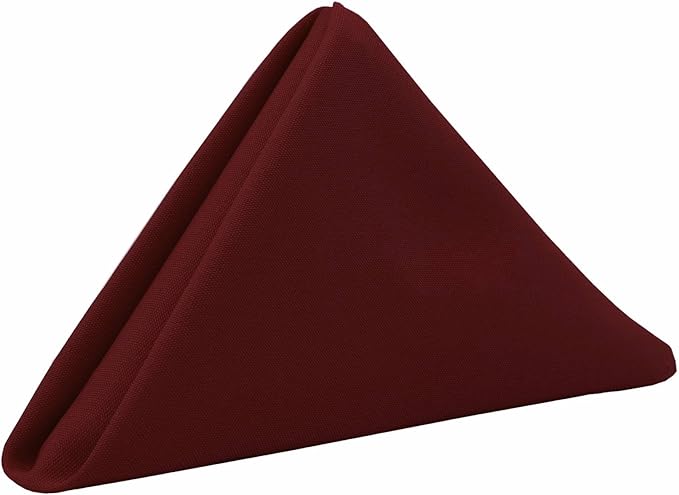 Your Chair Covers Cloth Polyester Napkins, 20 x 20 Inch, Washable Dinner Fabric Linen Napkins with Hemmed Edges for Restaurant, Wedding and Holiday Pack of 10 (Burgundy)
