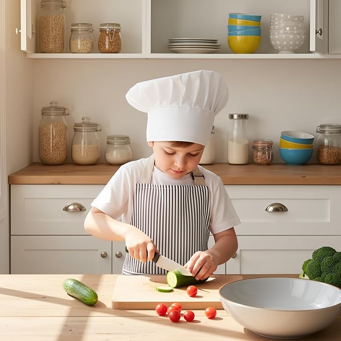 2 Pack Stripes Kids Apron, Kids Cooking Aprons with 2 Pockets, Cute Aprons for Cooking for Boys and Girls