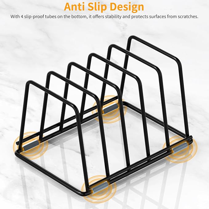 Cutting Board Organizer Kitchen Organizer Rack for Cutting Board, Bakeware, and Cookie Sheet, 5-Slot Heavy-Duty Steel Cookware Holder,Rust-Resistant with Anti-Slip Feet (2, Small)