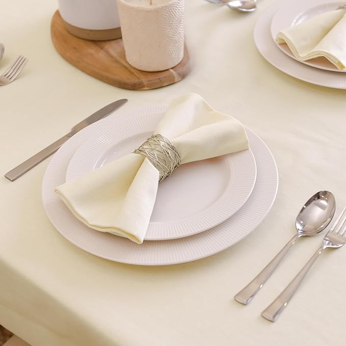 Encasa XO Natural Cloth Napkins Set of 6, 17"x17" | Solid Color Cotton Dinner Napkins | Washable & Reusable Wedding Napkins for Holiday Dinners, Party, & Everyday Table Decor