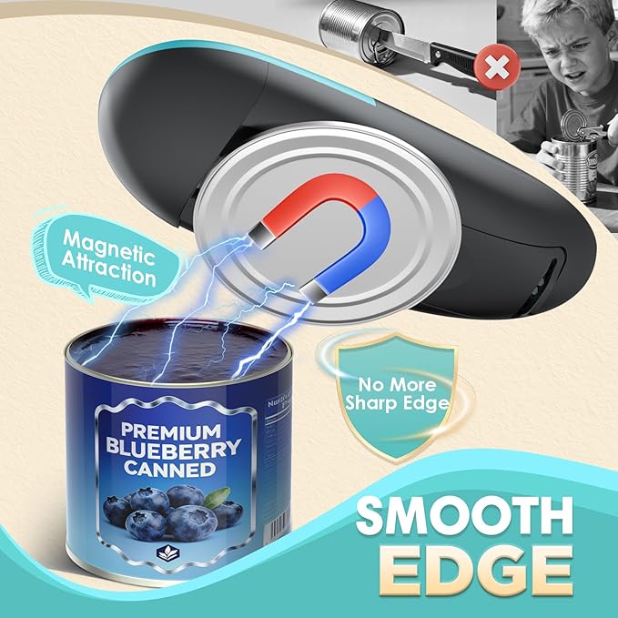 Electric Can Opener - Fits All Can Sizes One Touch Automatic Can Opener, Electric Can Opener for Kitchen Food Safe Smooth Edge, Kitchen Gadgets Battery Operated Can Opener for Seniors, Arthritis&Chef