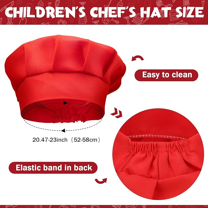 Handepo 40 Pcs Apron Chef Hat Set Aprons Chef 's Bib Apron Hats Bulk for Cooking Painting 7-13 Years